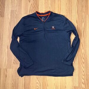 Nike Jacket Mens XL Blue Navy Virginia Cavaliers Coaches ¼ Zip Pullover Collar
